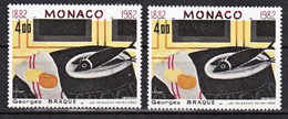 Monaco 1348 Braque Tableau Variété Imp Jaune Décalée Vers Le Bas  Et Normal Neuf ** TB  MNH Sin Charnela - Varietà