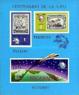 Nicaragua 1974 M/S 100 Years Universal POSTAL UNION UPU Organizations Space Stamps On Stamps Celebrations MNH Imperf - Other & Unclassified