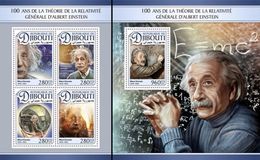 Djibouti 2016, 100th Einstein Relativity Theory, 4val In BF +BF - Albert Einstein