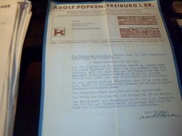 Facture  D Allemagne Lettre A Entete Du Reich Alemand Entreprise  ADOLF POPKEN A Fribourg 17/08/1941 Ecrite En Allemand - Other & Unclassified