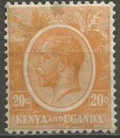 Kenya & Uganda  - 1922 King George V 20c MH *   SG 83  Sc 25 - Kenya & Uganda