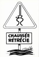 CPSM Nouveau Panneau De La Route Chaussée Retrécie Lampe à Pétrole Humour Tirage Limité Illustrateur COUPE - Lassalvy