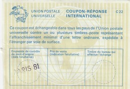 REPLY COUPON REPONSE.     PARIS 81   /  18 - Antwoordbons