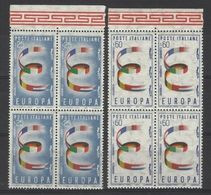 1957 Italia Italy Repubblica EUROPA CEPT EUROPE 4 Serie Di 2v. In Quartina MNH** Bl.4 SOGGETTI DIVERSI - 1957