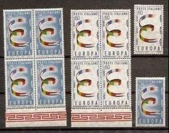 1957 Italia Repubblica EUROPA CEPT EUROPE 5 Serie Di 2v. MNH** Quartina + 1 SOGGETTI DIVERSI - 1957