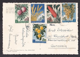 San Marino: PPC Picture Postcard To Germany, 1959, 5 Stamps, Fruit, Grapes, Corn, Wheat, Food (traces Of Use) - Brieven En Documenten