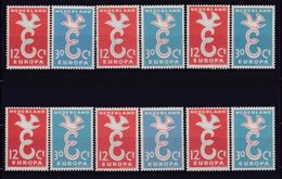 1958 Olanda Holland Nederland EUROPA CEPT EUROPE 6 Serie Di 2v. MNH** Colomba Dove - 1958