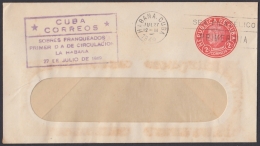 1949-EP-120 CUBA REPUBLICA 1949 2c J.M. GOMEZ POSTAL STATIONERY. FDC VIOLET CANCEL. - Lettres & Documents