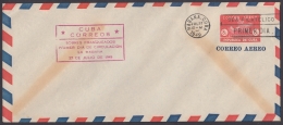 1949-EP-128 CUBA REPUBLICA 1949 8c AIRPLANE POSTAL STATIONERY. FDC RED CANCEL - Lettres & Documents