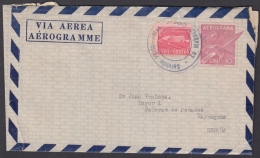 1957-EP-45 CUBA REPUBLICA 1957 10c COHETE POSTAL ROCKET AEROGRAMME STATIONERY TO SPAIN. - Cartas & Documentos