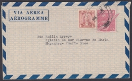 1957-EP-47 CUBA REPUBLICA 1957 10c COHETE POSTAL ROCKET AEROGRAMME STATIONERY TO PUERTO RICO IN 1962. - Cartas & Documentos