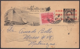 1959-EP-61 CUBA REPUBLICA 1959. 1c MARTI POSTAL STATIONERY USE TO MATANZAS. - Storia Postale