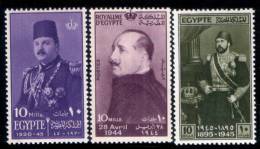 EGYPT / 1944 / 1945 / KING FAROUK / KING FUAD / KHEDIVE ISMAIL PASHA / MNH / VF . - Neufs