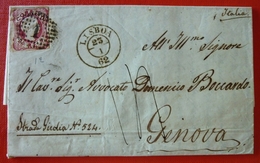 Portugal 1862 Travelled Cover Sent  From Lisboa To Italy Stamped With A 25 Reis Stamp - Lettres & Documents
