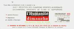63   Chateaugay   XVIII Reception Des Champions Sportifs Auvergnats Pub Rougeyron - Programs