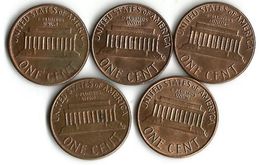 Lot De 5 Pièces De Monnaie 1 Cent - Sammlungen