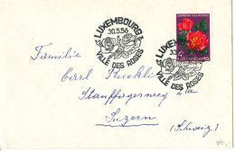 Luxembourg Cover Sent To Switzerland 30-5-1956 With Special ROSE Postmark - Covers & Documents