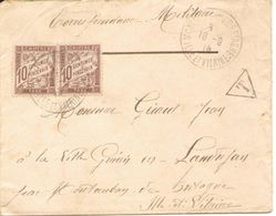 ENVELOPPE  MILITAIRE + TIMBRE TAXE Et Oblitération MAUTAUBAN De BRETAGNE - 35 - LANDUJAN - 1915 - - 1859-1959 Briefe & Dokumente