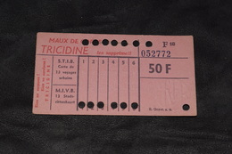 Ticket Tram STIB MIVB F18 50 Francs 13 Voyages - Europa