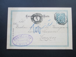 Österreich 1900 Ganzsache Gerold & Co Buchhandlung Wien Nach Sarajevo Landesmuseum. Blaustift / Nachporto?? - Brieven En Documenten