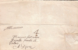 France 1669 Entire Letter From Paris To M. Fiot Notaire Royale Proche Le Palais Dijon, Taxation '4' (q69) - ....-1700: Vorläufer