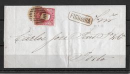 1868 PORTUGAL → Letter With Bar Stamp Figueira To Porto  ►RRR◄ - Lettres & Documents