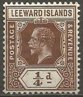 Leeward Islands - 1912 King George V 1/4d MLH *  SG 46  Sc 46 - Leeward  Islands