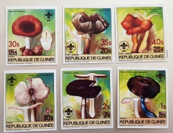 GUINEE, CHAMPIGNONS, CHAMPIGNON, MUSHROOM, Setas, Yvert 781/84+PA188/89  SURCHARGE ROUGE NON DENTELE Imperforate** MNH - Champignons