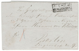 1856, Markenloser Brief Von TREBATSCH Mit Handschr. Taxe ""1"" Nach Berlin. - Cartas & Documentos