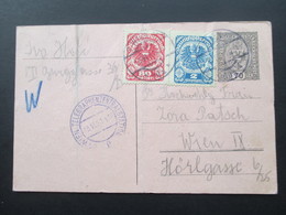 Österreich Verwendet 1921 Rohrpostkarte RP 32 Mit 2 Zusatzfrankaturen! Wien 62 / Wien Telegraphenzentralstation. - Brieven En Documenten