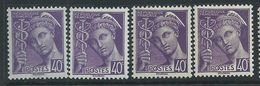 [21] Variété :  N° 413 Type Mercure 4 Nuances De Violet Pâle à Foncé  ** - Unused Stamps