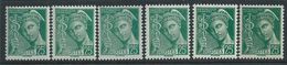 [21] Variété :  N° 411 Type Mercure 6 Nuances De Vert Pâle à Foncé  ** - Unused Stamps