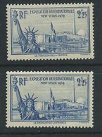 [21] Variété :  N° 426 Expo New-York Bleu Au Lieu D'outremer + Normal  ** - Unused Stamps