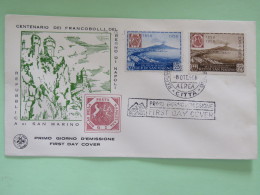 San Marino 1958 FDC Cover Centenary Of Napoli Kingdom First Stamp - Covers & Documents