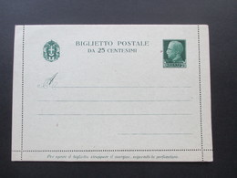 Italien 1931 Ganzsache / Kartenbrief / Biglietto Postale Da 25 Centesimi K 31 Ungebraucht! - Entiers Postaux