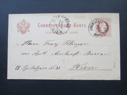 Österreich 1876 Ganzsache Stempel Jungwoschitz Nach Wien Gelaufen! Jungwoschitz Bei Tabor - Brieven En Documenten