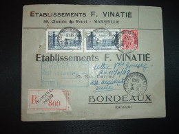 LR TP NANCY PLACE STANISLAS 25F X2 + M.DE GANDON 15F OBL.11-6 1949 MARSEILLE Pl. DU PRADO (13) - Postal Rates