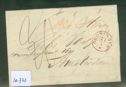 HANDGESCHREVEN BRIEF Uit 1846 Gelopen Van LANGSTEMPEL APPINGEDAM In ROOD Via GRONINGEN Naar AMSTERDAM (10.723) - ...-1852 Prephilately