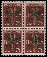 Italia – Lubiana (occupazione Tedesca) Posta Aerea "Imperiale" 75 C. Bruno Giallo - 1944 / BLOCCO DI QUATTRO - Occ. Allemande: Lubiana