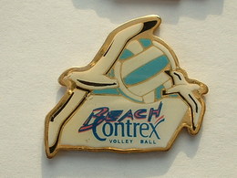 PIN'S  VOLLEYBALL - BEACH CONTREX - BALLON BLEU - Volleyball