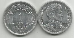Chile 1 Peso 1957. KM#179a High Grade From Bank Bag - Chili
