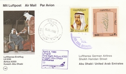 Kuwait Koweit Abu Dhabi EAU UAE 1986 - Lufthansa Airbus - Primo Volo Erstflug 1er Vol Inaugural Flight - Abu Dhabi