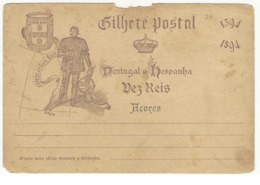 Postal Stationery * Portugal * Açores * 1894 * Miss Some Paper - Azores