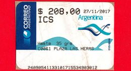 ARGENTINA - Usato - 2017 - ATM - Correo Argentino - Plaza Las Heras - 208.00 - Franking Labels