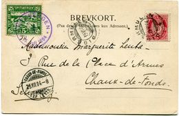 NORVEGE CARTE POSTALE AVEC VIGNETTE VERTE "SPITSBERGEN" AVEC OBL. VIOLETTE.... DEPART DIGERMULEN 19 VI 04 POUR LA SUISSE - Sonstige & Ohne Zuordnung