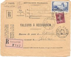 Recommandé D'Etréaupont Aisne 1938 - Postal Rates