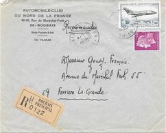 Recommandé Roubaix Nord 1968 - Postal Rates