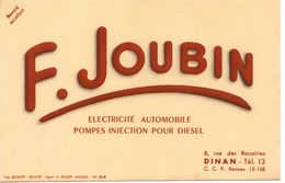 22 - DINAN - BUVARD F. JOUBIN  électricité Automobile  8 , Rue Des Rouairies Dinan - Automotive