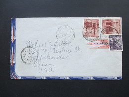 Ägypten 1955 Luftpostbeleg In Die USA Mit 4 Stempel! Via Air Mail - Lettres & Documents