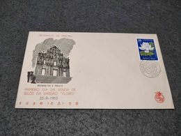 PORTUGAL CHINA MACAO FDC PRIMEIRO DIA DA VENDA DE SELOS EMISSAO FLORES 1953 - FDC